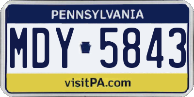 PA license plate MDY5843