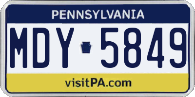 PA license plate MDY5849