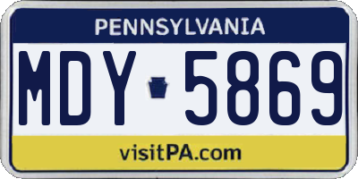 PA license plate MDY5869