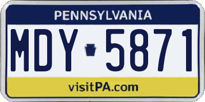 PA license plate MDY5871