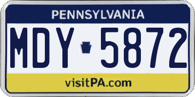 PA license plate MDY5872
