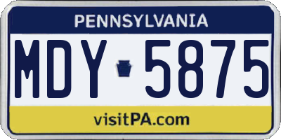 PA license plate MDY5875