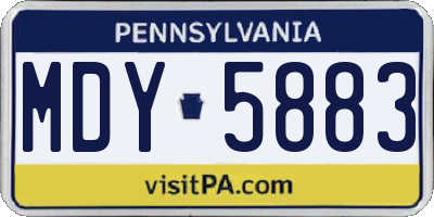 PA license plate MDY5883