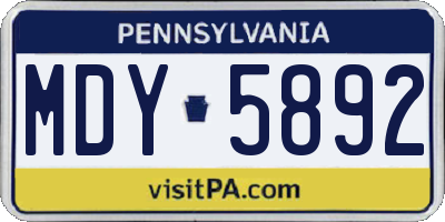 PA license plate MDY5892