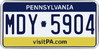 PA license plate MDY5904