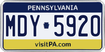 PA license plate MDY5920
