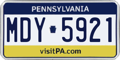 PA license plate MDY5921