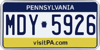 PA license plate MDY5926