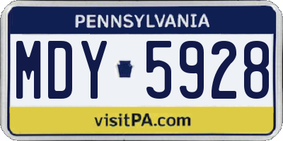 PA license plate MDY5928