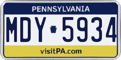 PA license plate MDY5934