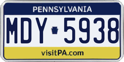 PA license plate MDY5938