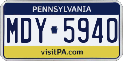 PA license plate MDY5940