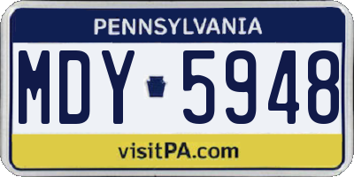PA license plate MDY5948
