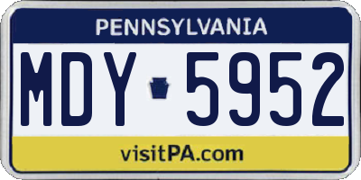 PA license plate MDY5952