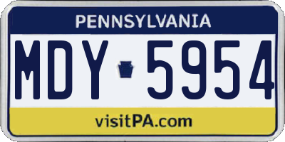 PA license plate MDY5954