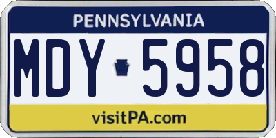 PA license plate MDY5958