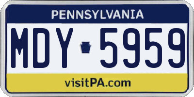 PA license plate MDY5959
