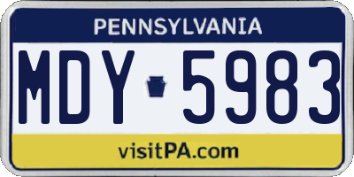 PA license plate MDY5983