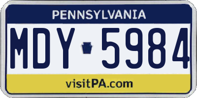 PA license plate MDY5984