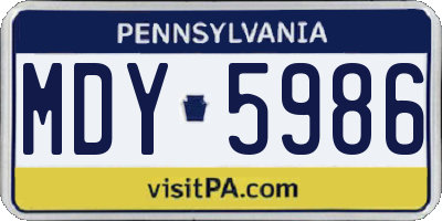 PA license plate MDY5986