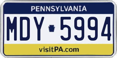 PA license plate MDY5994