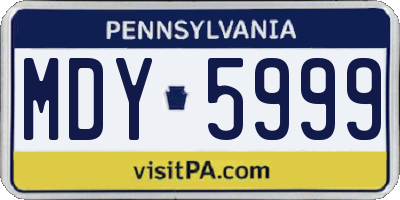 PA license plate MDY5999