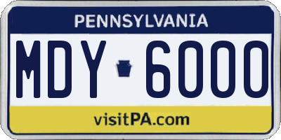 PA license plate MDY6000