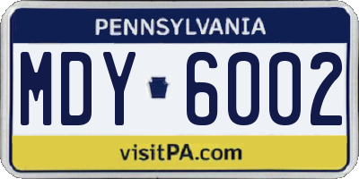 PA license plate MDY6002