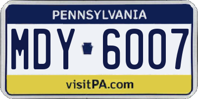 PA license plate MDY6007