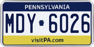 PA license plate MDY6026