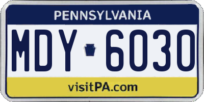 PA license plate MDY6030