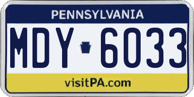 PA license plate MDY6033