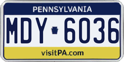 PA license plate MDY6036