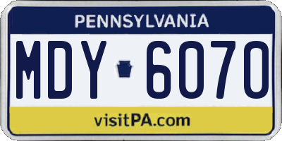 PA license plate MDY6070