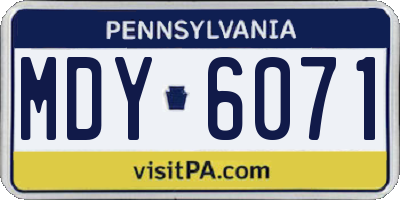 PA license plate MDY6071