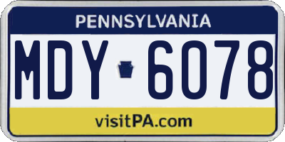 PA license plate MDY6078