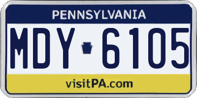 PA license plate MDY6105