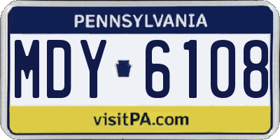 PA license plate MDY6108