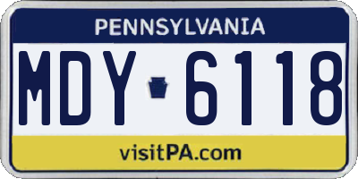 PA license plate MDY6118