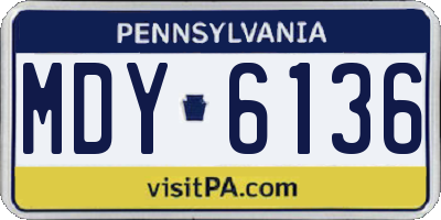 PA license plate MDY6136