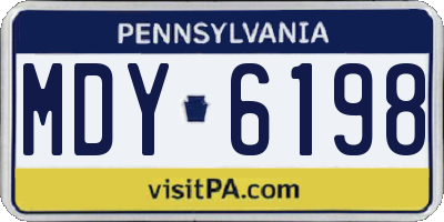 PA license plate MDY6198