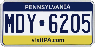 PA license plate MDY6205
