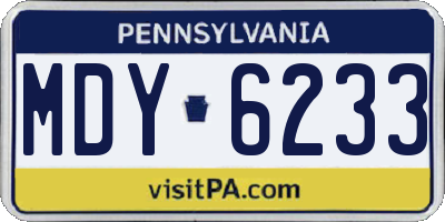 PA license plate MDY6233