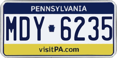 PA license plate MDY6235