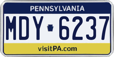 PA license plate MDY6237