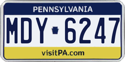 PA license plate MDY6247