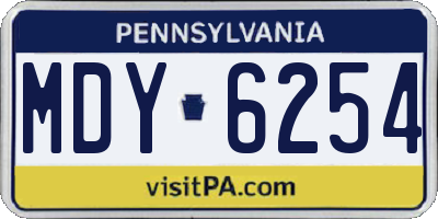 PA license plate MDY6254