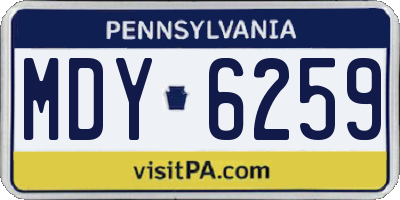 PA license plate MDY6259