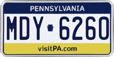 PA license plate MDY6260