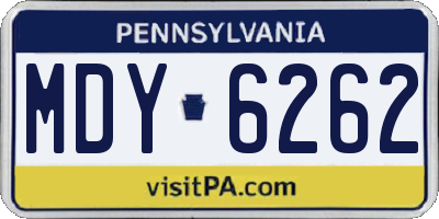 PA license plate MDY6262